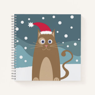 Carnet Fêtes de Noël d'hiver père Noël cat