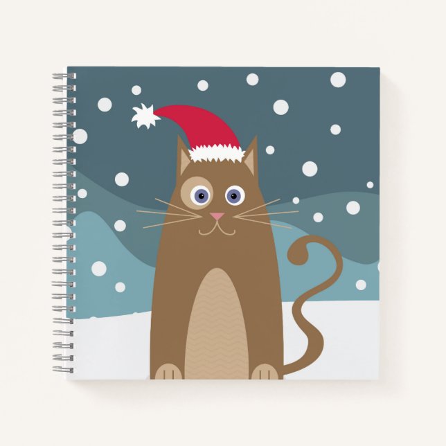 Carnet Fêtes de Noël d'hiver père Noël cat (Devant)