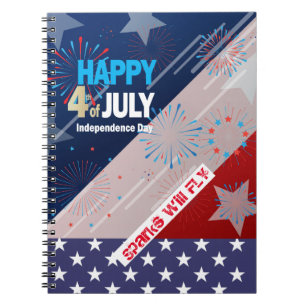 Carnet Feu d'artifice 4 juillet American USA Flag Heart F