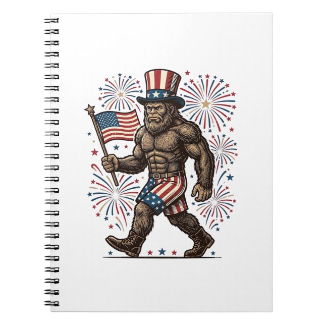 Carnet Feu d'artifice patriotique Sasquatch Gravure vinta (Devant)