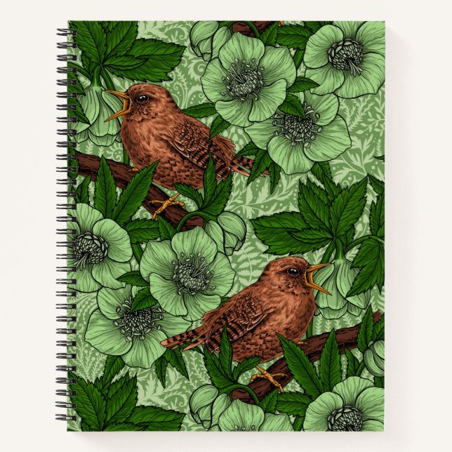 Carnet Feu et hellebore, vert clair (Devant)