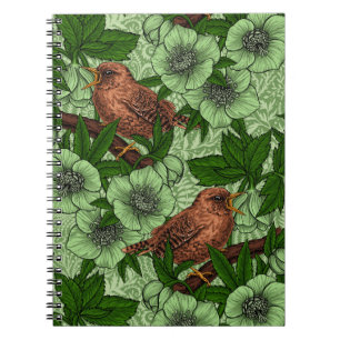 Carnet Feu et hellebore, vert clair