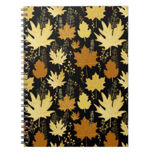 Carnet Feuillage doré, motif vintage sans couture.