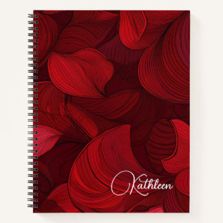 Carnet Feuille Abstraite cerise rouge personnalisée