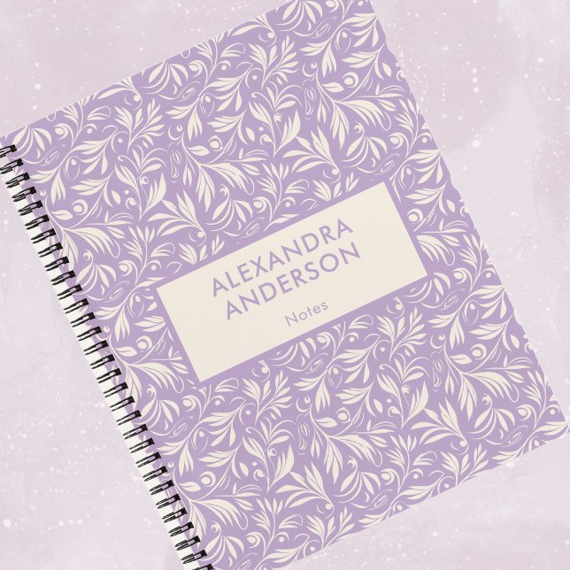 Carnet Feuille botanique pourpre minimal (Minimal Purple Botanical Leaves Pattern Notebook)