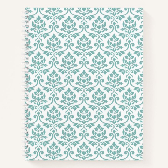 Carnet Feuille Damask Motif Turquoise (Devant)