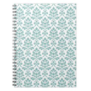 Carnet Feuille Damask Motif Turquoise