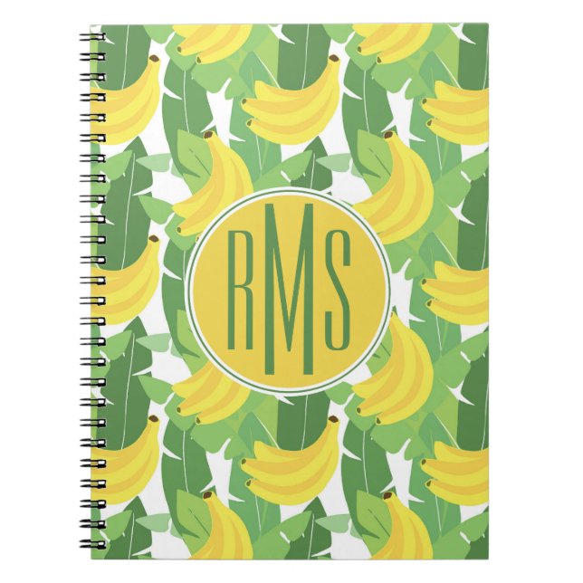 Carnet Feuille de banane et monogramme du motif | de (Devant)