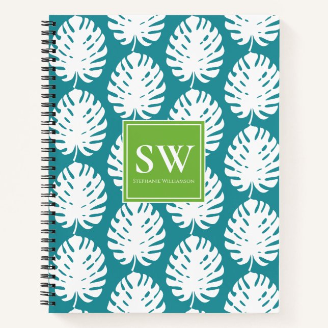 Carnet Feuille de Monstera Tropicale Côtière Moderne      (Devant)