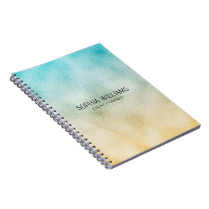 Carnet Feuille de papier aluminium ombré Aqua et Or