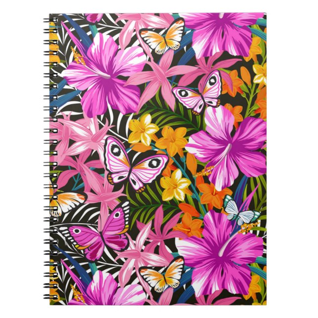 Carnet Feuille et fleurs tropicaux (Devant)