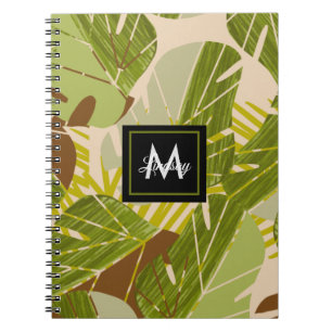 Carnet Feuille marron de verdure de jungle dessinée à la