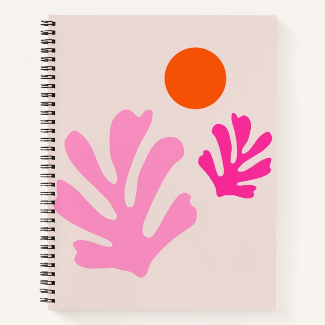 Carnet Feuilles Abstraits rose orange moderne formes déco (Devant)