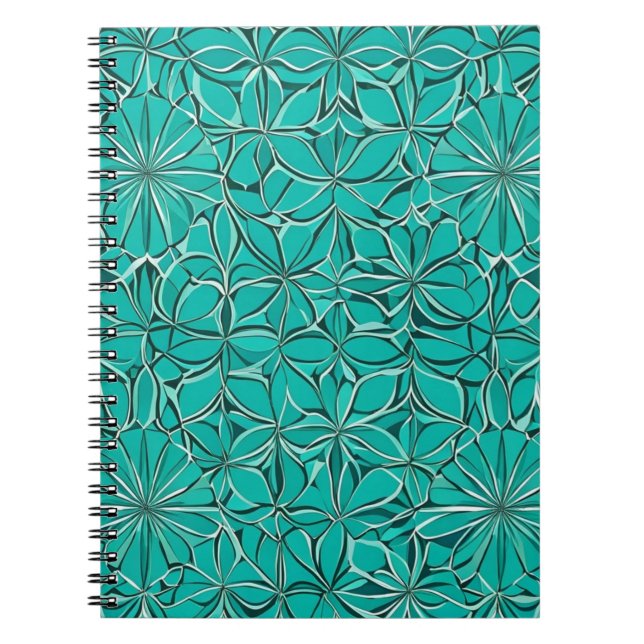 Carnet Feuilles Abstraits verts et Turquoises (Devant)