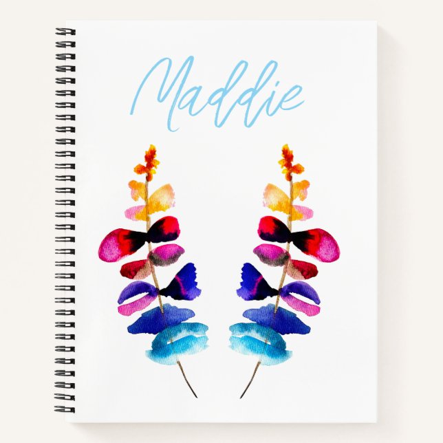 Carnet Feuilles aquarelles colorées mignonnes (Devant)