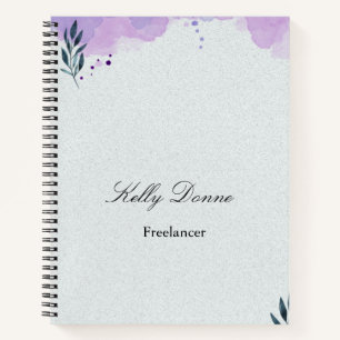 Carnet Feuilles aquarelles vertes violettes