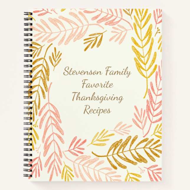 Carnet Feuilles Automne Nom de famille Thanksgiving Recet (Devant)