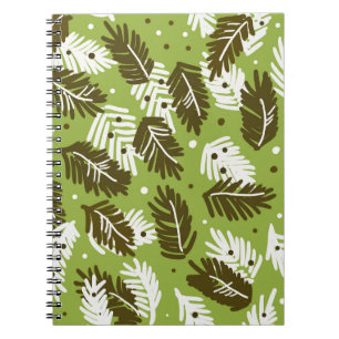 Carnet Feuilles blancs verts : Motif conifère