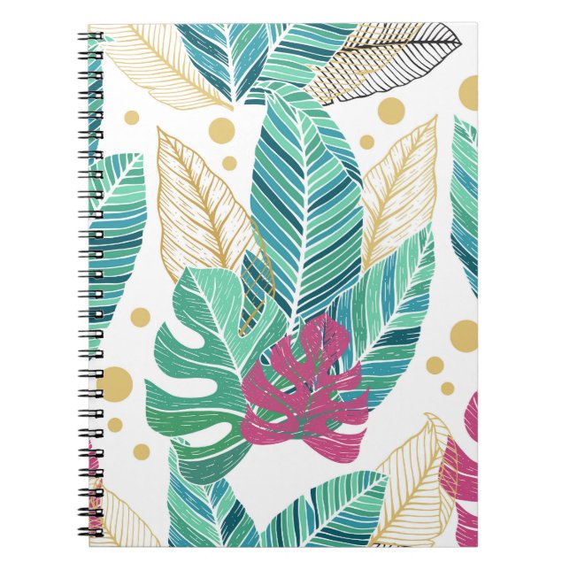 Carnet Feuilles botaniques tropicaux, conception vintage  (Devant)