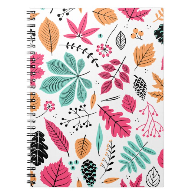 Carnet Feuilles d'automne Abstrait Motif sans fil (Devant)