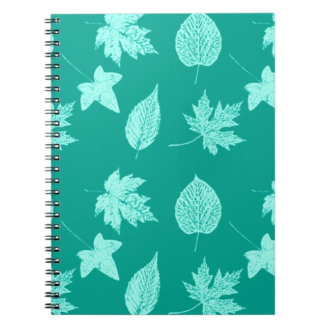 Carnet Feuilles d'automne - aqua et turquoise (Devant)