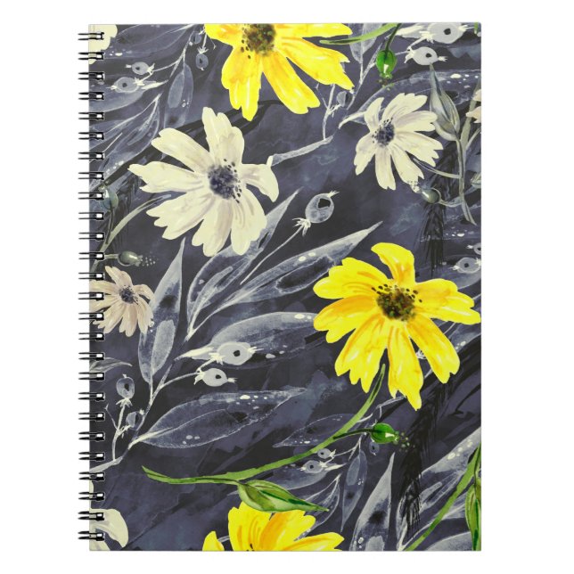 Carnet Feuilles d'automne, baies : motif d'aquarelle. (Devant)