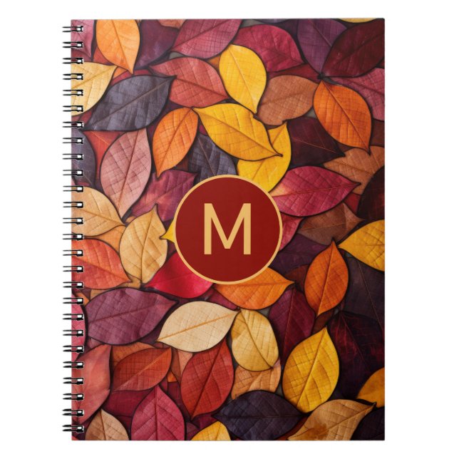 Carnet Feuilles d'automne colorées Monogrammes personnali (Devant)