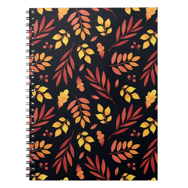 Carnet Feuilles d'automne colorées Motif d'aquarelle (Devant)