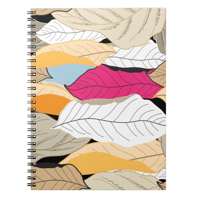 Carnet Feuilles d'automne colorées, motif sans soudure. (Devant)