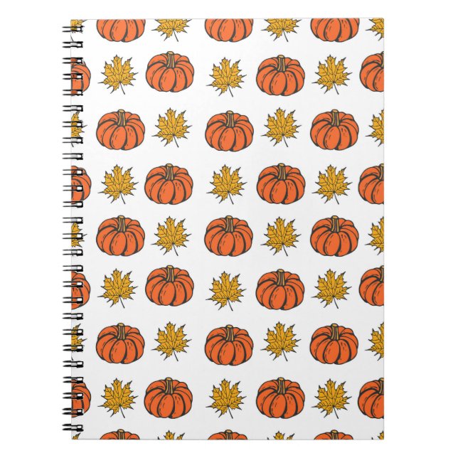 Carnet Feuilles d'automne : Motif Citrouille à main (Devant)