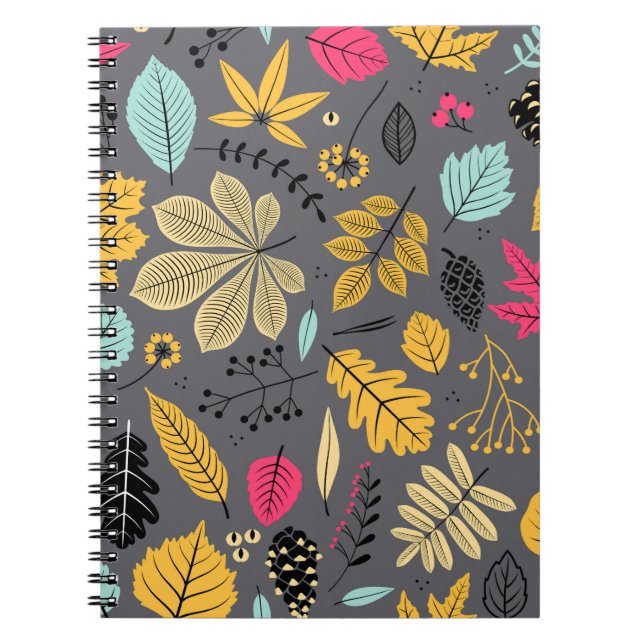 Carnet Feuilles d'automne : Motif foncé sans couture (Devant)