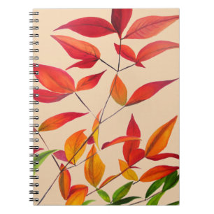 Carnet Feuilles d'automne orange art aquarelle original