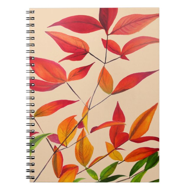 Carnet Feuilles d'automne orange art aquarelle original (Devant)