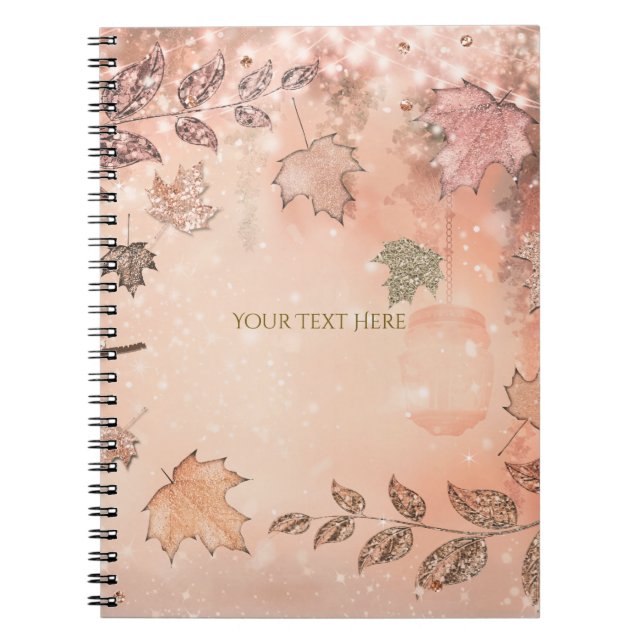 Carnet Feuilles D'automne Pailletées Hiver Automne Doré H (Devant)