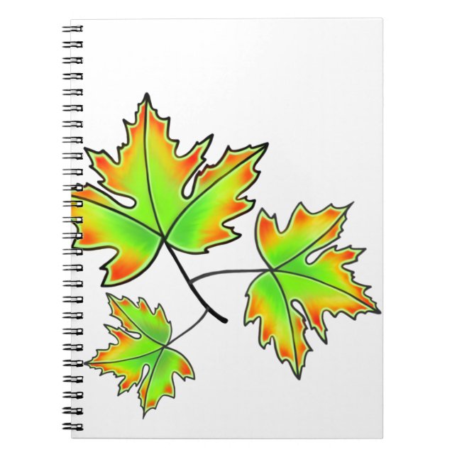 Carnet Feuilles d'automne rouge vert orange feuilles (Devant)