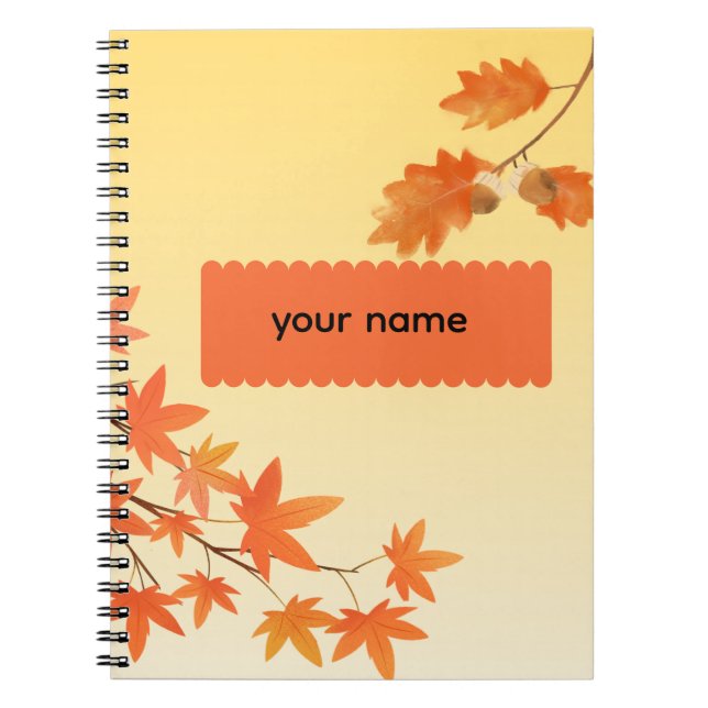Carnet Feuilles d'automne rustiques Personnalisé (Devant)