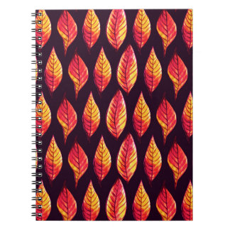 Carnet Feuilles d'automne vibrantes motif en rouge et jau