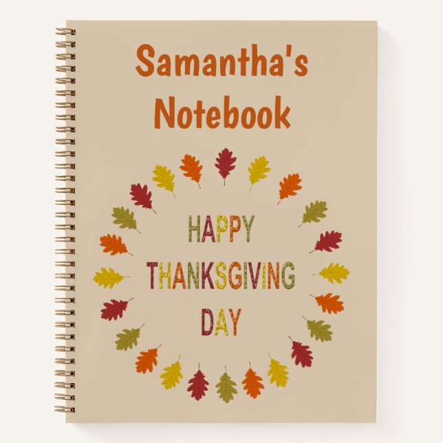 Carnet Feuilles de chêne Thanksgiving Custom (Devant)
