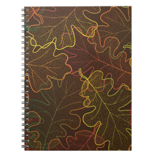 Carnet Feuilles de chêne transparent, Motif d'automne.