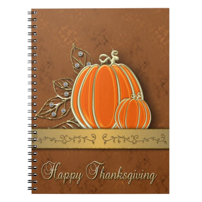 Carnet Feuilles de citrouille de Thanksgiving en or préci (Devant)