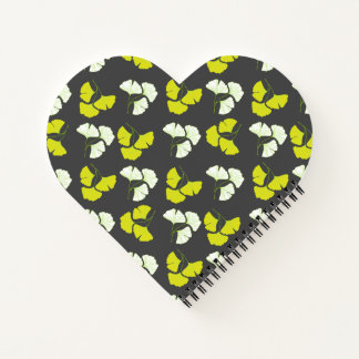 Carnet Feuilles de Ginko pastel-néon sur fond noir