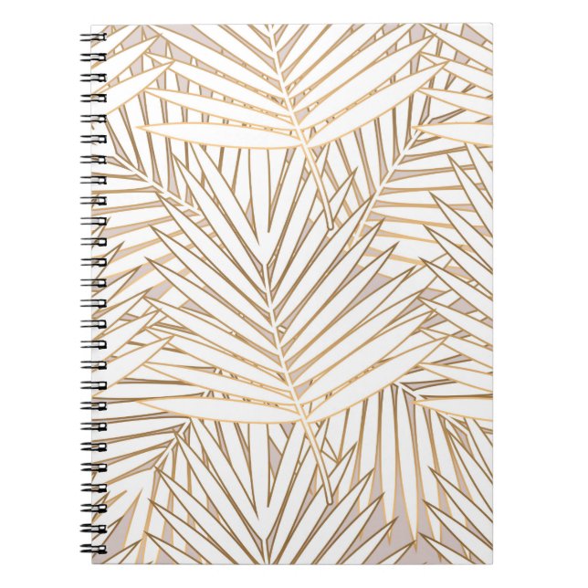 Carnet Feuilles de palme doré sans couture motif sur doss (Devant)