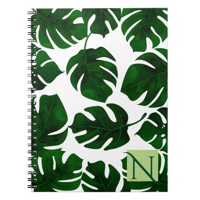 Carnet Feuilles de palmier tropical vert foncé Été Botani (Devant)