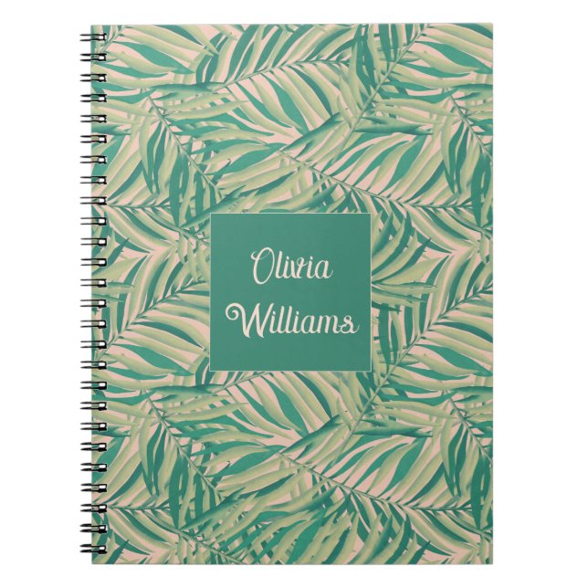 Carnet Feuilles de palmier vertes esthétiques (Devant)