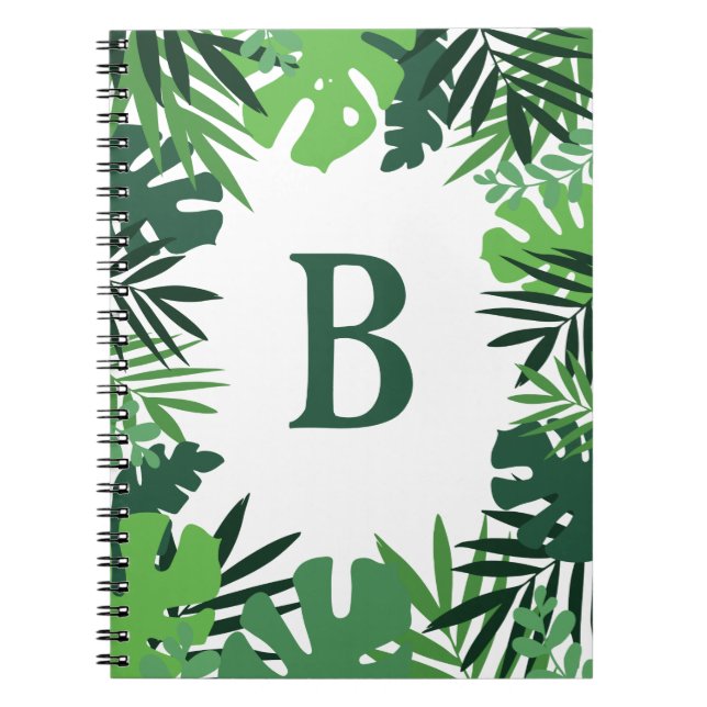 Carnet Feuilles de palmiers de la jungle, monogramme de d (Devant)