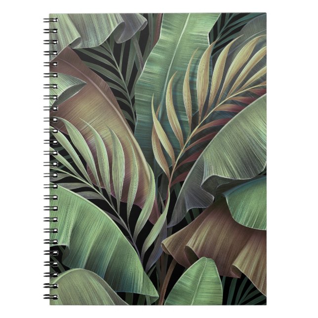 Carnet Feuilles de palmiers tropicaux, illustration 3D de (Devant)