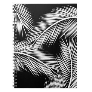 Carnet Feuilles de paume blanc sur arrière - plan de coul