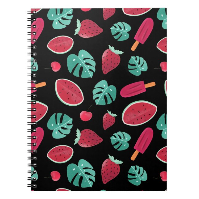 Carnet Feuilles de pavot, cerise, fraise et pastèque (Devant)