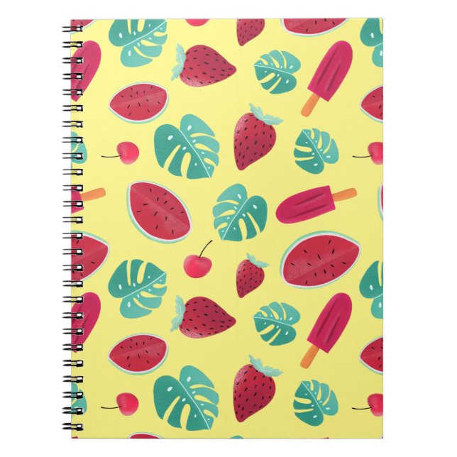 Carnet Feuilles de pavot, cerise, fraise et pastèque (Devant)