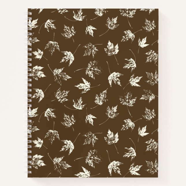 Carnet Feuilles d'érable d'automne sur brun - motif sans  (Devant)